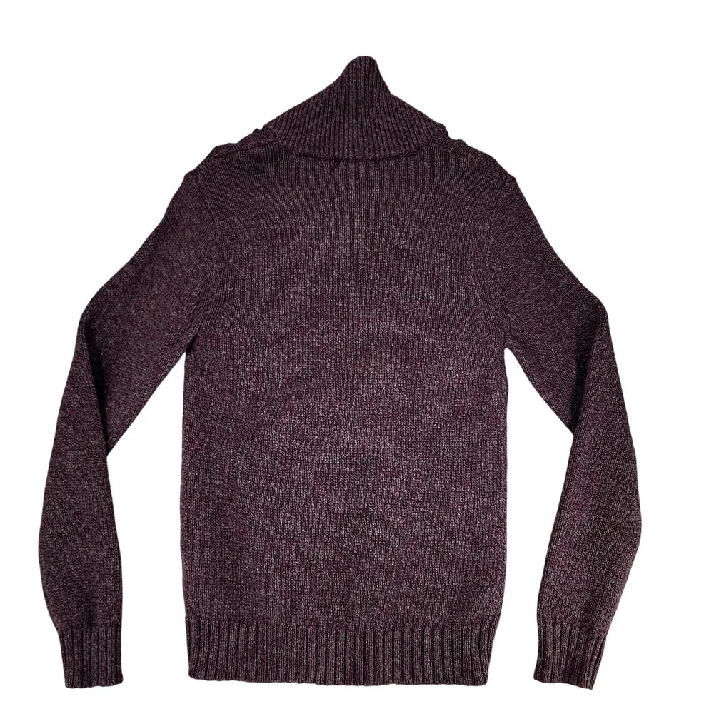 Banana Republic S Men Shawl Collar Sweater Cowl Purple White‎ Cotton Nylon Wool